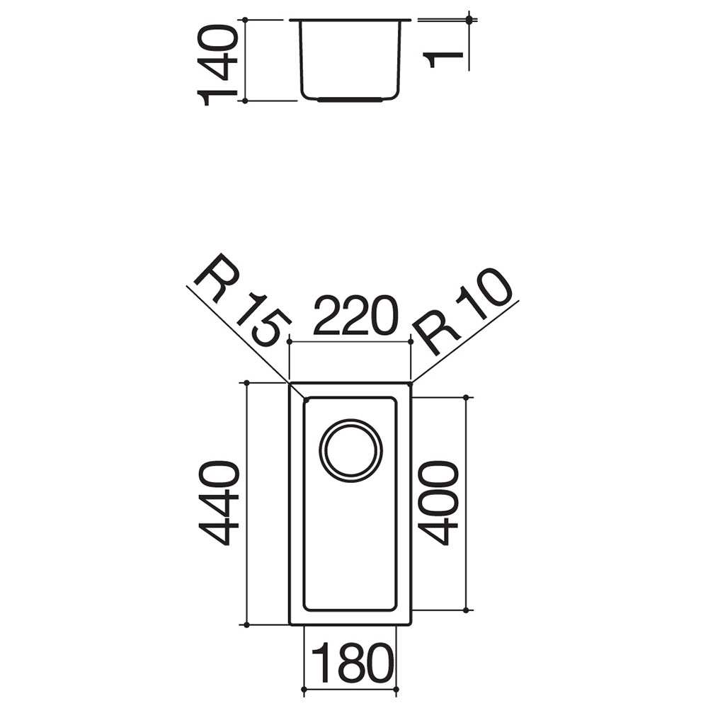 BARAZZA 1X1840I Vasca QUADRA 18.IBP.FT / Inox - immagine 2
