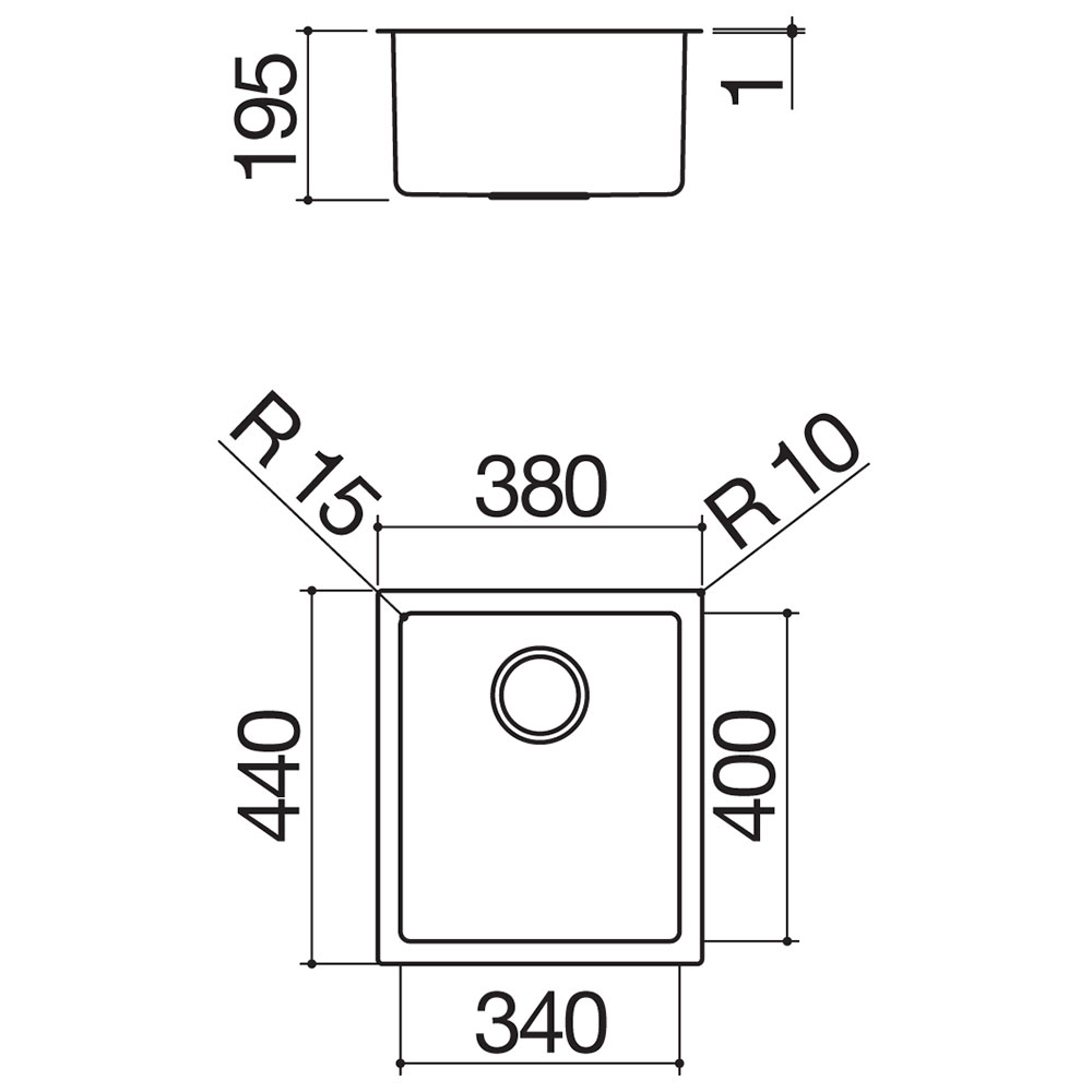 BARAZZA 1X3440S Vasca QUADRA 34.ST / Inox - immagine 2