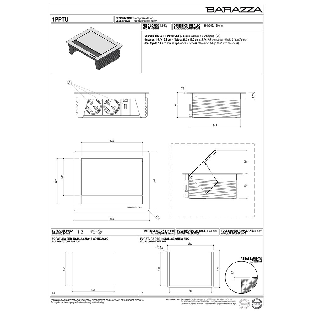 BARAZZA 1PPTU PortaPrese Top / AISI.304 - immagine 4