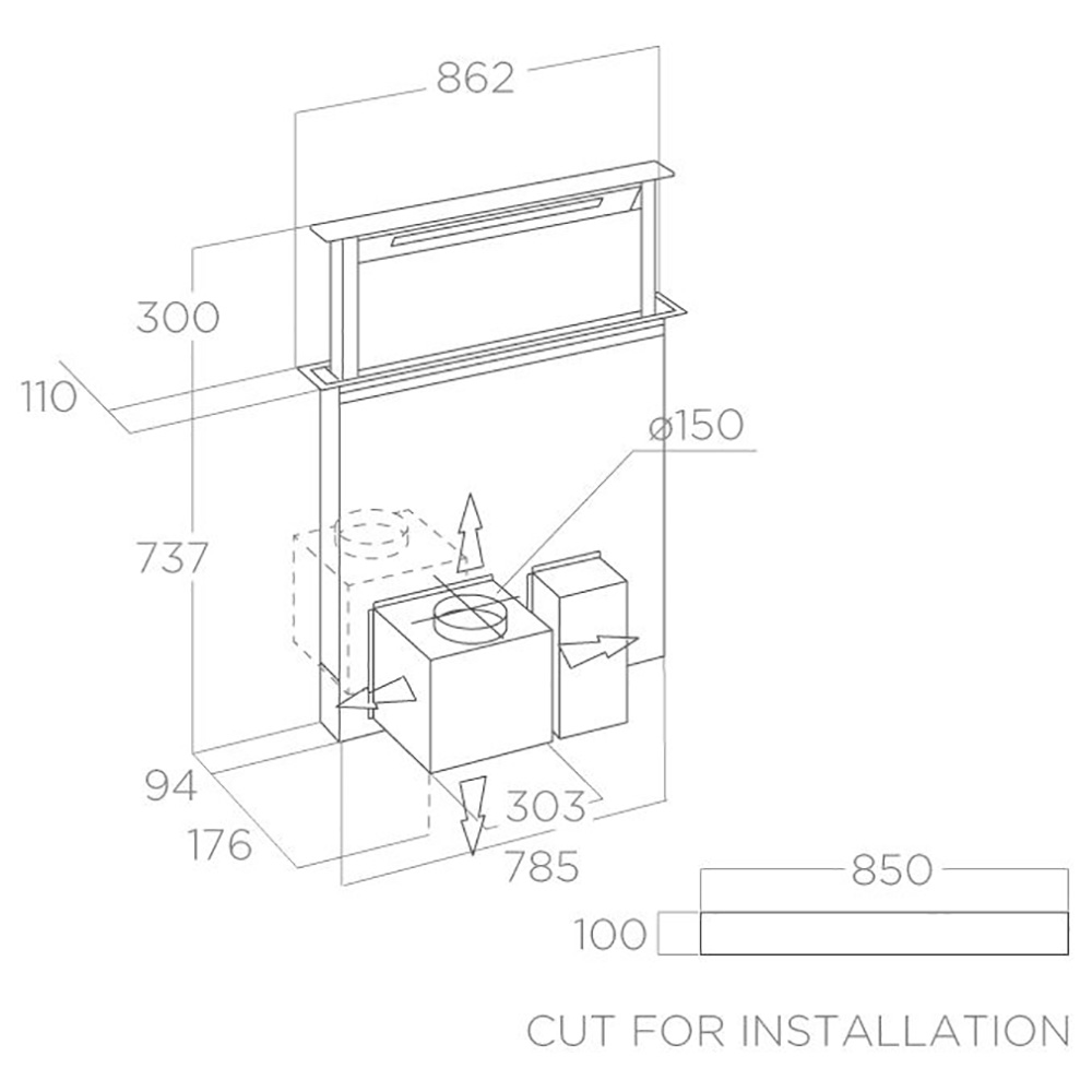 ELICA GETUP IX/A/90 Cappa D.DRAFT / Inox - immagine 2