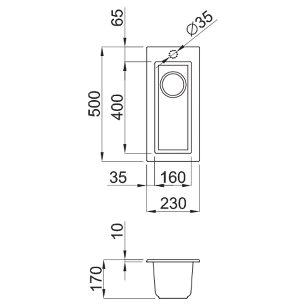 ELLECI LGQ05040 Lavello QUADRA 50 / Nero - immagine 2