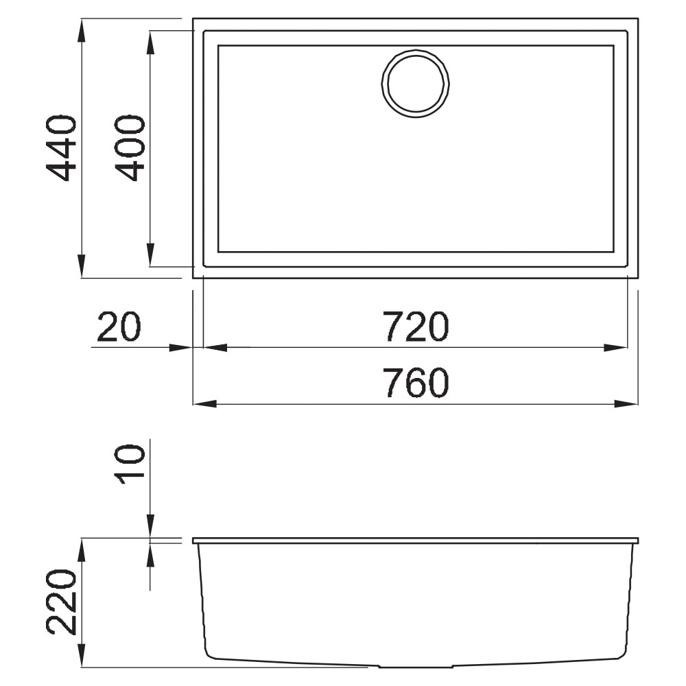 ELLECI LGQ13048BSO Lavello QUADRA 130 / Cemento - immagine 2