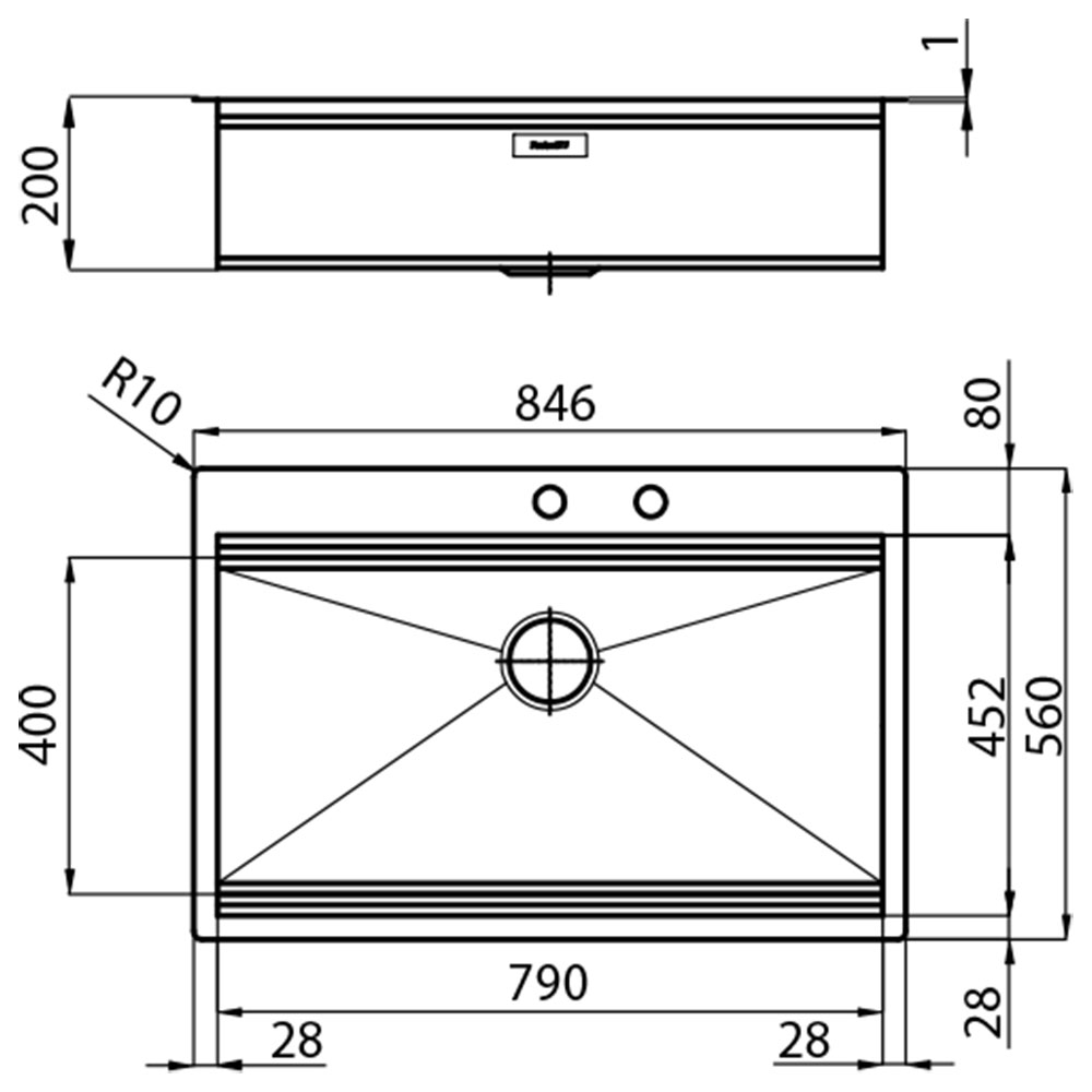 FOSTER@1024.050 Vasca MILANO 79.1V.FT / Inox - immagine 2