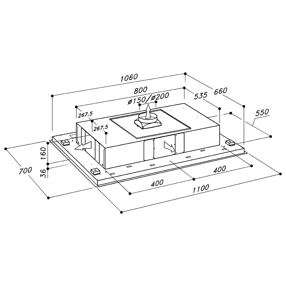 SIRIUS SLT951/X/EM/110 Cappa Soffitto / Inox - immagine 5