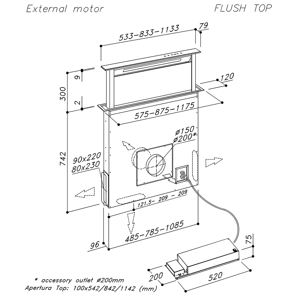 SIRIUS SDD2L/X/EM/116 Downdraft Filo / Inox - immagine 5