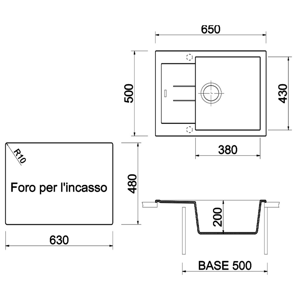 TELMA AM6510.72 Lavello MQ AMANDA / Titanio - immagine 2