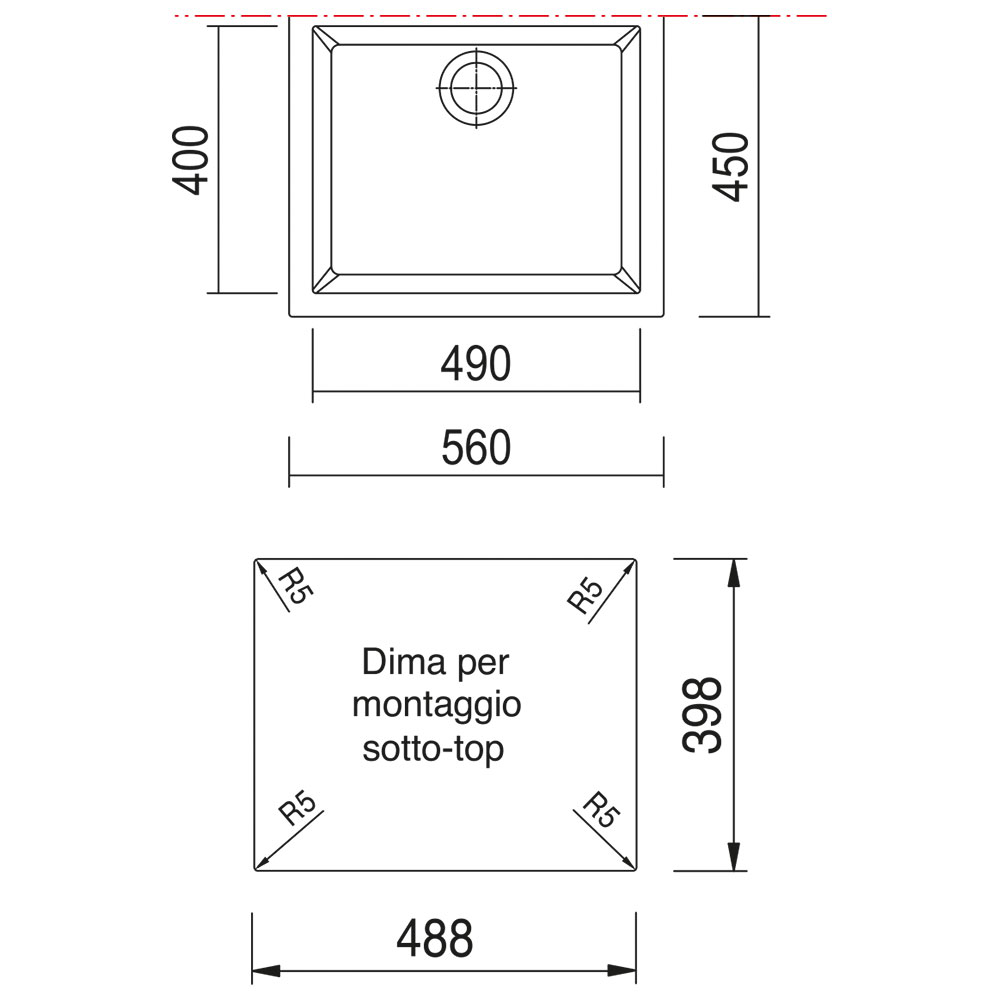 TELMA ON5610ST.74 Lavello MQ CUBE / Nero - immagine 3