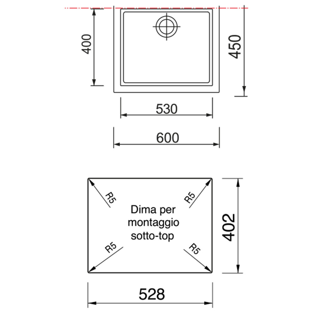 TELMA ON6010ST.71 Lavello MQ CUBE / Alluminio - immagine 3
