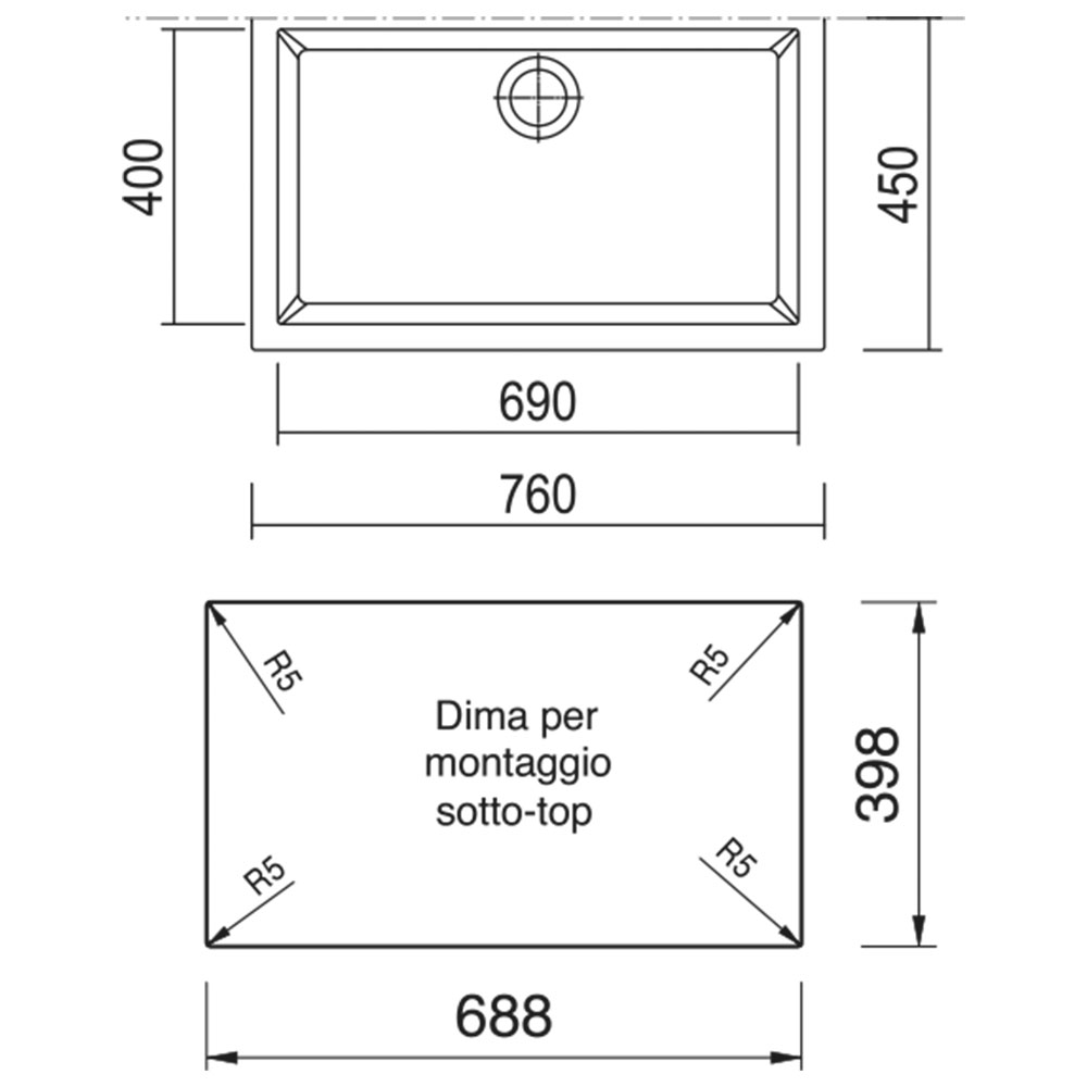 TELMA ON7610ST.29 Lavello TG CUBE / Gran.Avena - immagine 3
